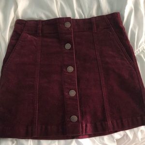 Burgundy Button Up Skirt